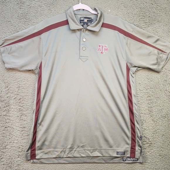 Texas A&M Aggies Shirt Mens Medium Gray Maroon NCAA Football Moisture Management - Picture 1 of 8